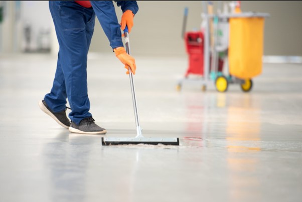 Commercial Cleaner Cleaning the Floor